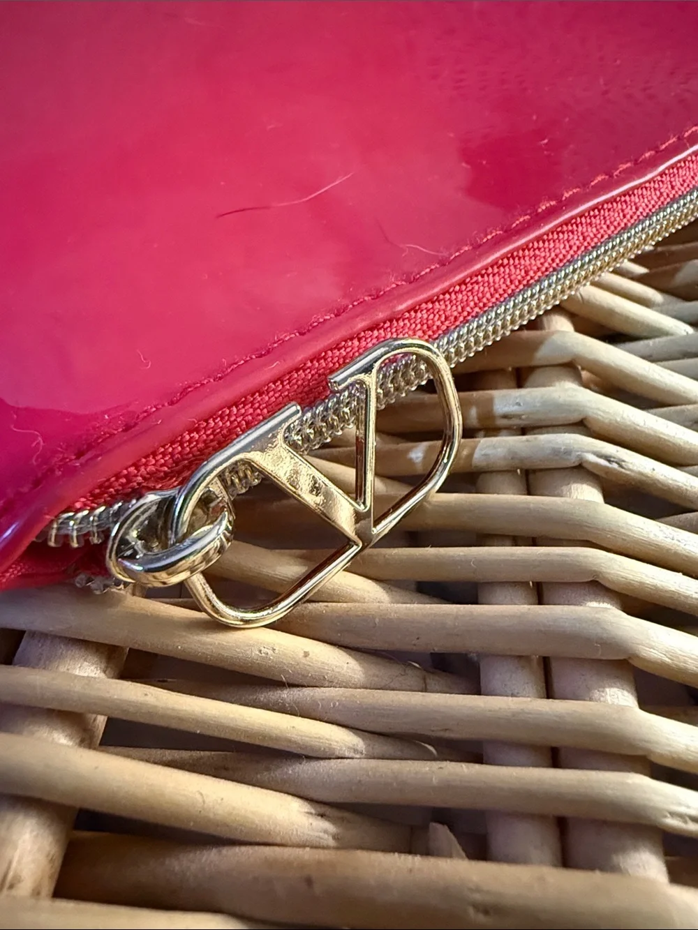 Valentino Glossy Fuchsia Patent Zip Pouch
